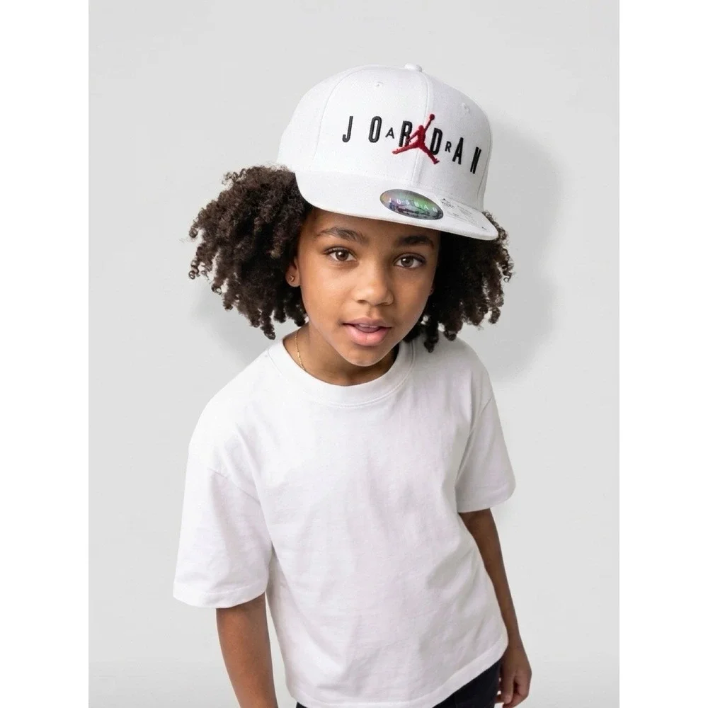 (8)Nike Air Jordan Kids Hat White Snapback Cap Jumpman  Boys Logo Size 8-20